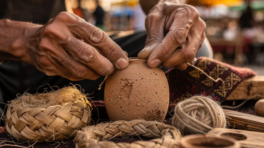 Marché d'artisans locaux avec produits traditionnels dans un village de parc naturel